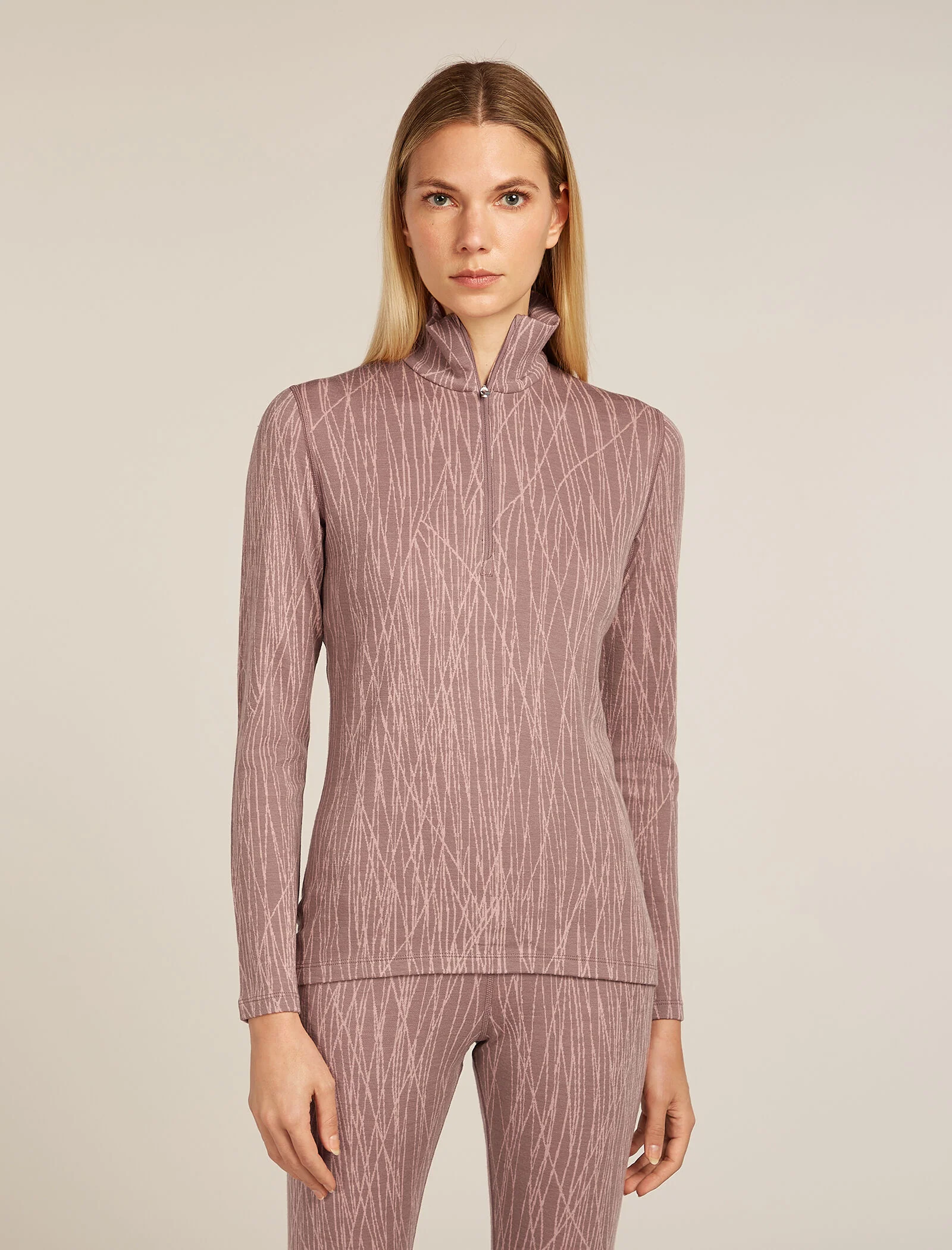 Women's Merino 260 Tech Vertex Long Sleeve Half Zip Thermal Top Delta Lines