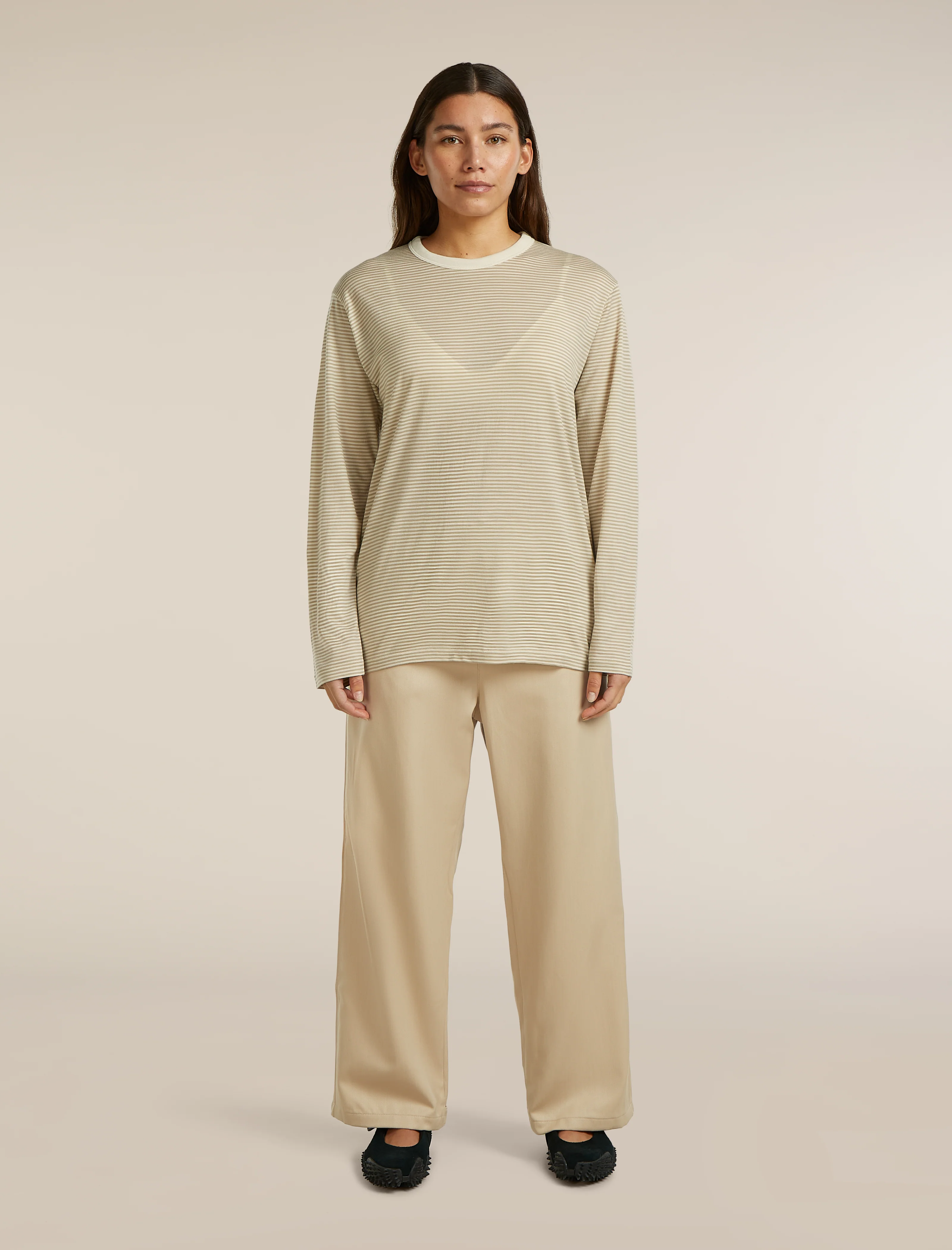 Unisex Merino 150 Long Sleeve Tee Stripe - Image 8